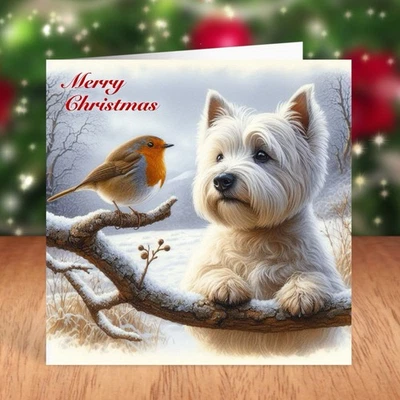 West Highland White Terrier Dog Christmas Card, Westie