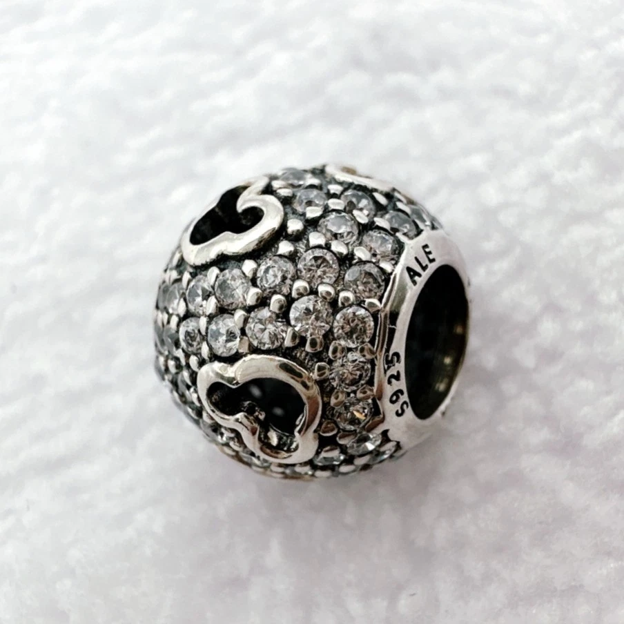 1x S925 Plata Pavé Circonita cúbica Mickey Siluetas Dije Cuentas, para Pulsera Cadena Serpiente Foto 2 de 4
