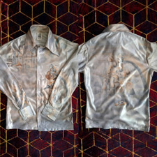 Vintage 1970s Kennington Satin Shirt Mickey Mouse Middle Eastern Disney Disco SM