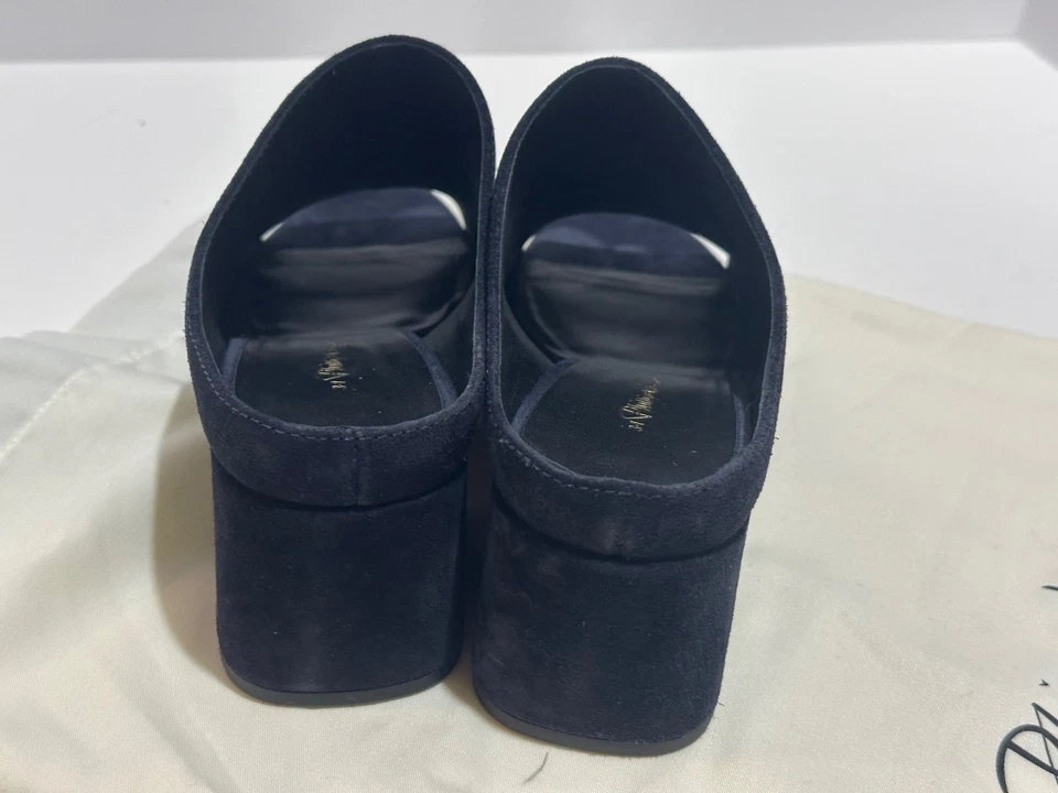 Cubo elegante 3.1 PHILLIP LIM camurça meia-noite biqueira aberta slip on mula tamanho 38 - Imagem 4 de 4