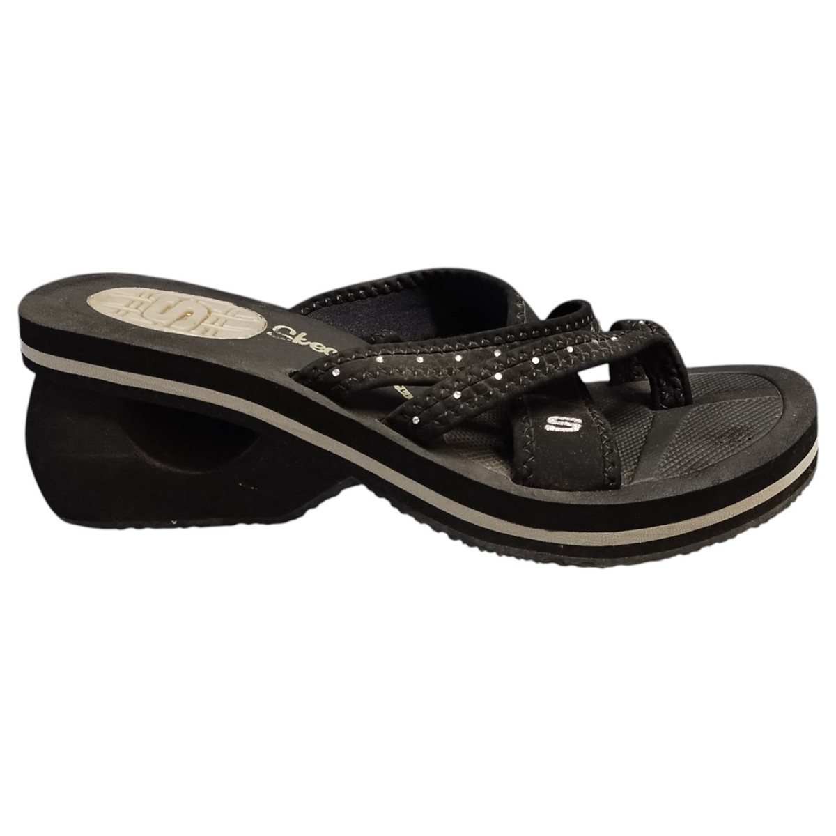 Skechers Cali Flip Flop Sandals Womens US 8 Black Gray  display picture 3
