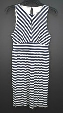 Ann Taylor Loft Womens Black White Striped Sleeveless Stretch Casual Dress XS