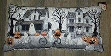 New 26"x13" XL Hallow Home Ghost Pumpkin Halloween Beaded Decorative Pillow