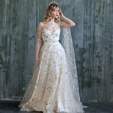 Stars Light Champagne and White Wedding Dress Woman Elegant Gowns A Line