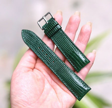 Green Lizard Leather, Watch Strap band, Handmade size 10mm to 24mm, Can length