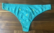 Vtg Thong Panties Xhilaration Bikini String Sz S Low Rise Teal Flamingo Y2K