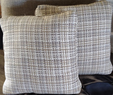 Set of 2 Modern Geometric Textured Throw Pillows 16x16 Beige/Gray Zip Cover