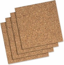 Cork Tiles, Bulletin Board Cork Panels 12" X 12" X 3/16", Natural, 4 Pack 102
