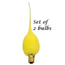 NEW PRIMITIVE SILICONE LIGHT BULBS 2 PCS CANDELABRA BASES YELLOW PASTEL GLOW 4-W