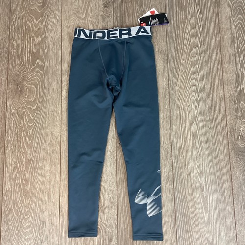 Under Armour Leggings Dark Gray Fitted Boys Youth Coldgear M NEW Stretch Active