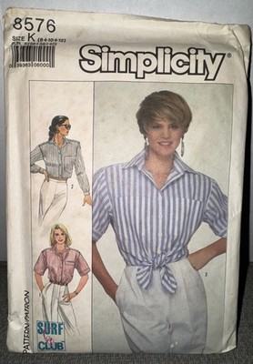 Simplicity Pattern Misses Shirts Sz 8-10-12 Surf Club Uncut 1988 VTG Adaptive