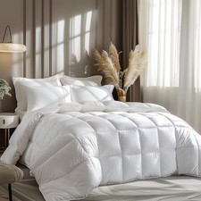 Luxurious Queen Size Goose Feather Down Fiber Comforter Duvet Insert,Fluffy