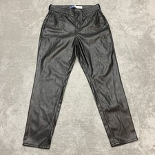 Old Navy High Rise OG Loose Faux Leather Ankle Pants Womens 6 Black