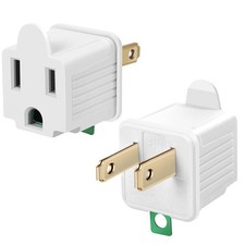 Grounded Adapter 2 Prong to 3 Prong Outlet White 2