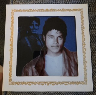 VINTAGE 1980's Michael Jackson Carnival Prize Glass Mirror Picture Thriller NICE