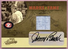 2005 ABSOLUTE MEMORABILIA MARKS OF FAME AUTO SWATCH JOHNNY BENCH PANTS #D 6/9