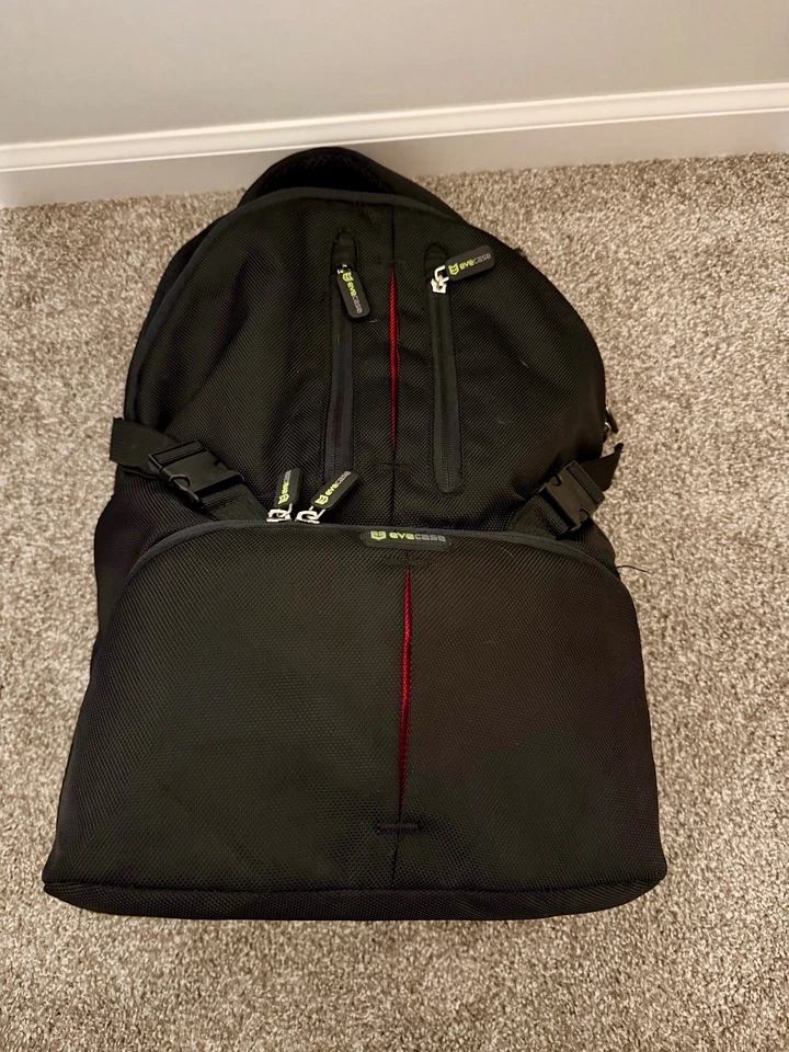 Mochila estilo Evecase negra bolsa para cámara bolsillos  Foto 2 de 4