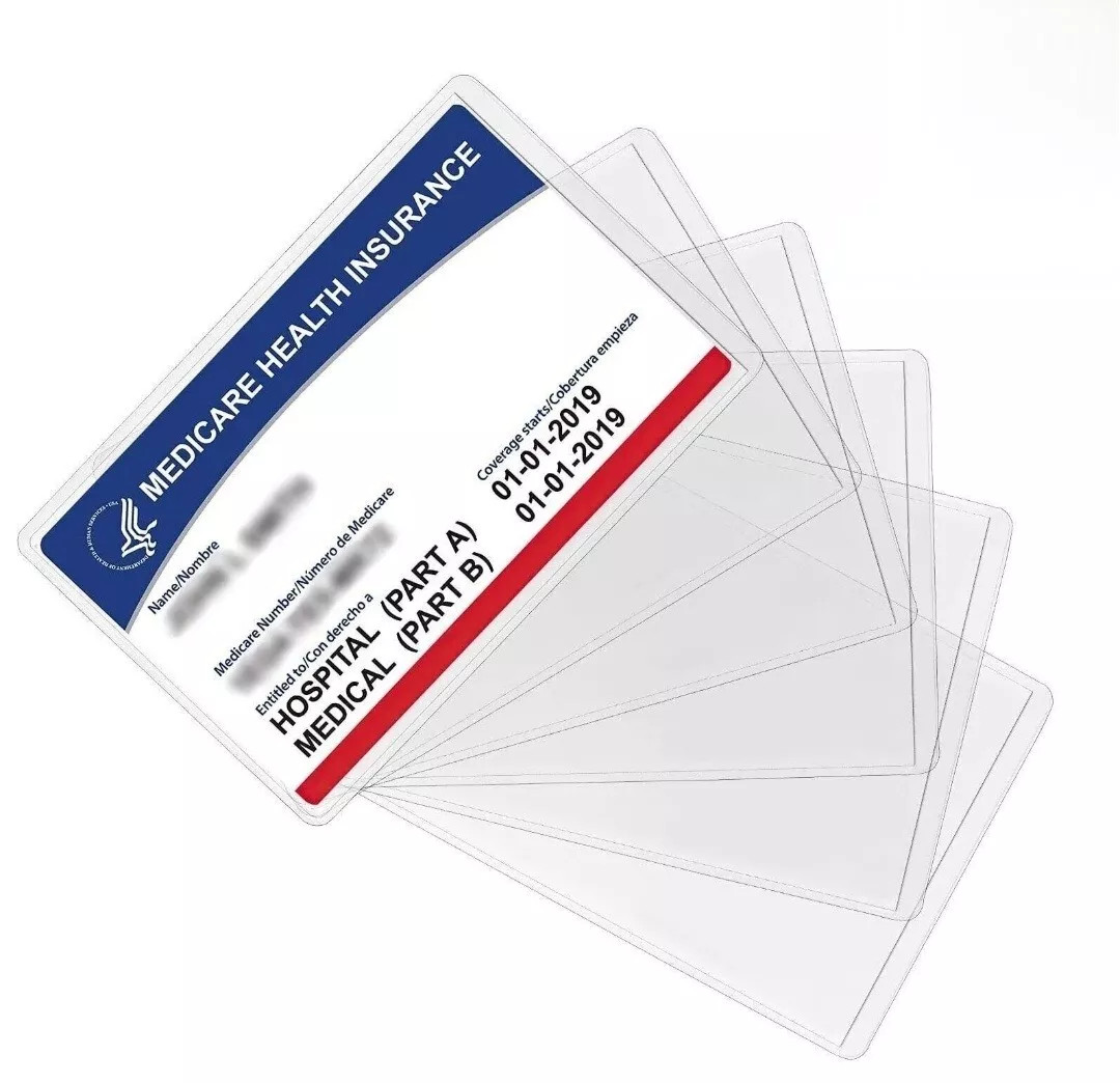 10Pack Medicare Holder Protector Sleeves Clear PVC For Credit Card Business Card