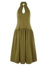 Aligne x Elizabeth day khaki green halterneck backless midi dress