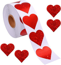 Red Heart Stickers 1 Inch, 1000Pcs Self-Adhesive Labels for Crafts Decorations