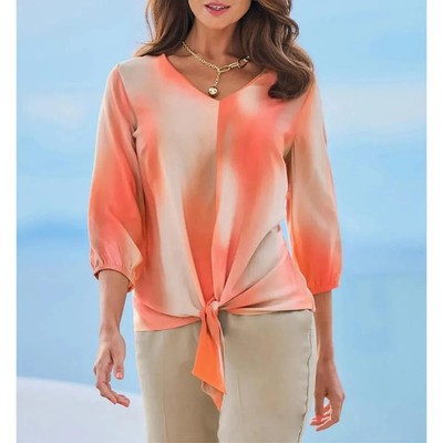 Bluse Heine Farbverlauf elfenbein hummer orange Gr 42 44