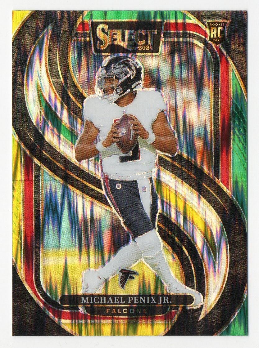 2024 Panini Select Michael Penix Jr. Premier RC #110 Green Yellow Shock Falcons