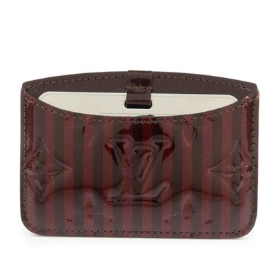 Louis Vuitton Rayures Vernis Etui Miroir Card Case Amarante PM91709 Used F/S