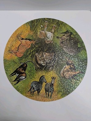 Springbok African Animals 500 Pc Puzzle Complete In Good Condition Circular 1966