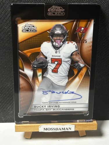2025 Topps Chrome Black Bucky Irving Orange Auto Encased /25 Buccaneers