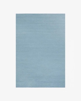 Hand-Tufted Wool Rug 9x12 ft - Nordic Knots Sky Blue Striped Design, Area Rug
