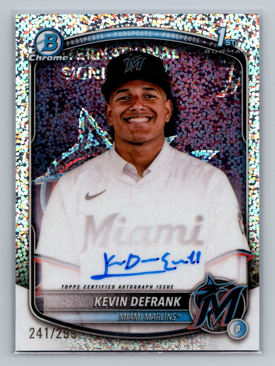 Kevin Defrank 2025 Bowman Chrome #CPA-KD Prospect Autographs Speckle #/299 1st