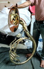 SOUSAPHONE TUBA 16"BELL SIZE GOLD POLISH MADE OF PURE BRASS CASE BOX FREE SHIP