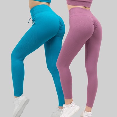 Scrunch Leggings Damen High Waist 2er Set Seamless Push Up Nahtlos Blickdicht