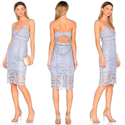 Bardot Botanica lace midi dress Sz M 8 dusty blue