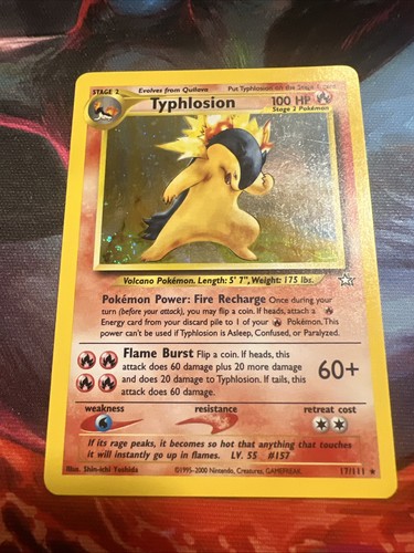 Pokémon Typhlosion Neo Genesis Holo Card 17/111 Unlimited Rare Swirl