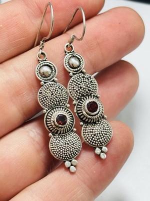 Vintage Ohrringe Orientalischer Stil Silber mit Granaten 