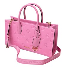 Michael Kors Mirella Medium Satchel MK Logo Signature Embossed Bag Carnation