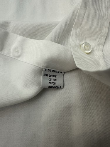 Canali Men’s Dress Shirt Pocket 44 - 17.5 XL White Made In Italy Long Sleeve - Picture 4 of 8