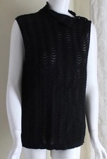 NWT Ralph Lauren Sz XL Lux Art-to-Wear Ribbed Black Scalloped Eyelash Knit Top