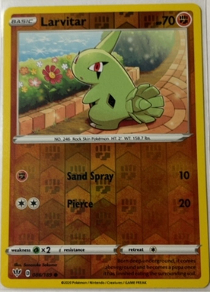 Larvitar Reverse Holo Sword & Shield Darkness Ablaze 86/189