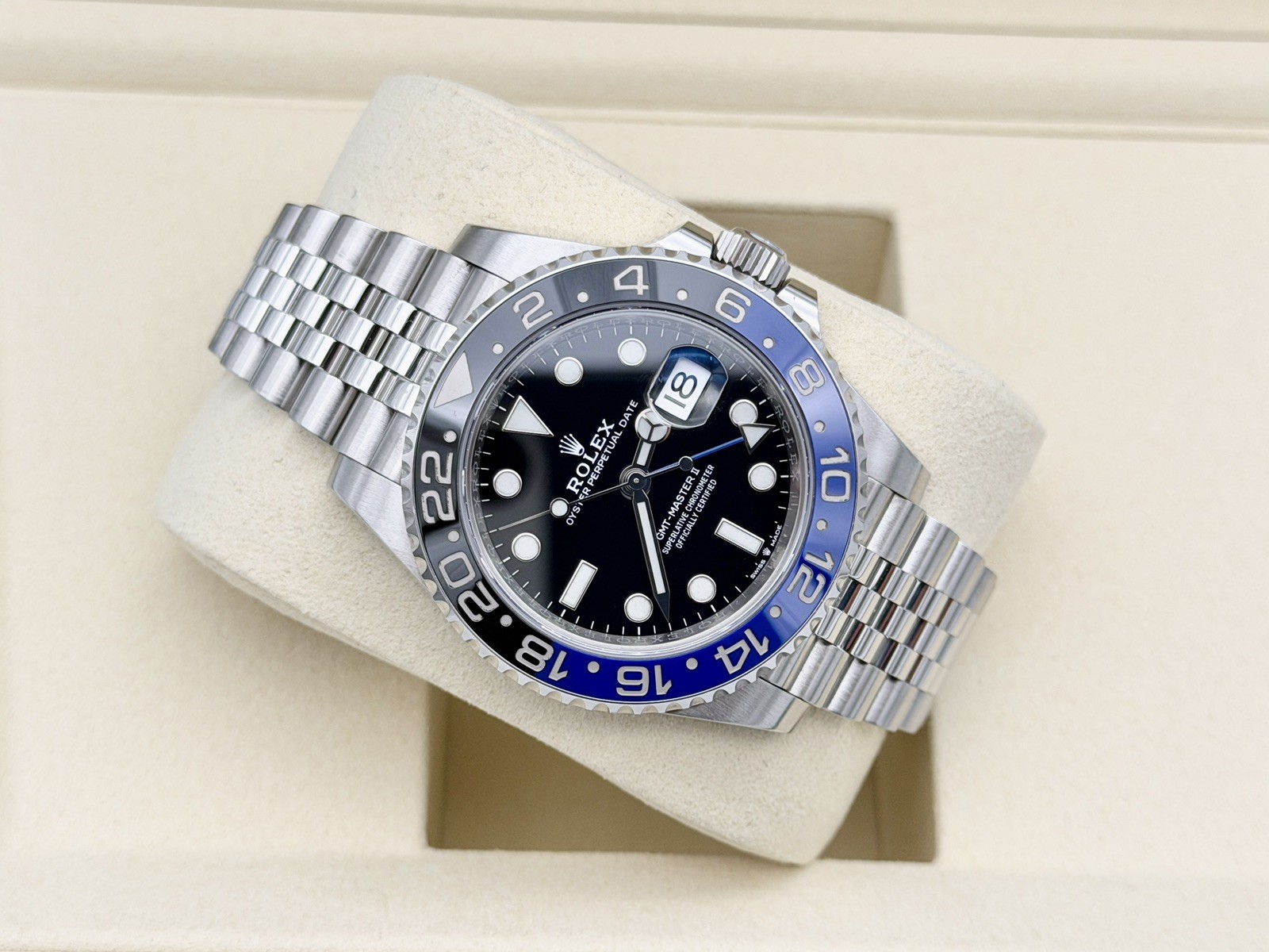 Rolex GMT Master ll Batgirl Jubilee Steel Watch 126710BLNR | 2019 Box & Papers