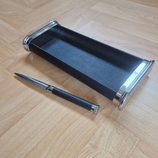 Faber Castell Ablageschale Epsom edel Chrom Leder m. Brieföffner schwarz