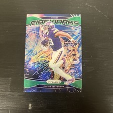 2024 Panini Prizm - Fireworks Justin Jefferson #8 Green Prizm