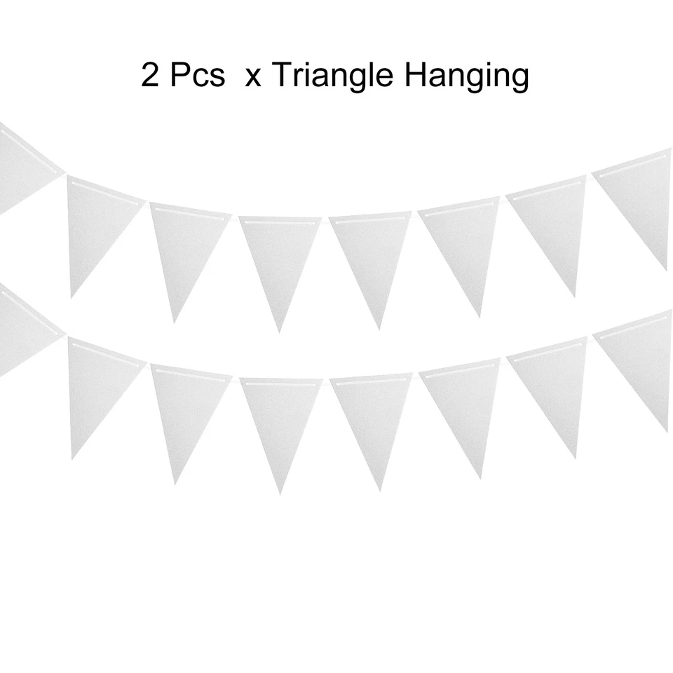 Banderín de plata de 20 pies 2 piezas banderas cuerda triángulo colgante Foto 3 de 4