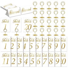 20 PCS Gold Wedding Table Numbers 1-20 Place Cards Holders Anniversary