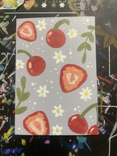ACEO Original Abstract Mini Painting | Strawberry  Themed Tiny Painting |