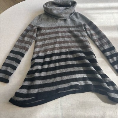 Saks Fifth Avenue Grey Striped 100% Cashmere Sweater S