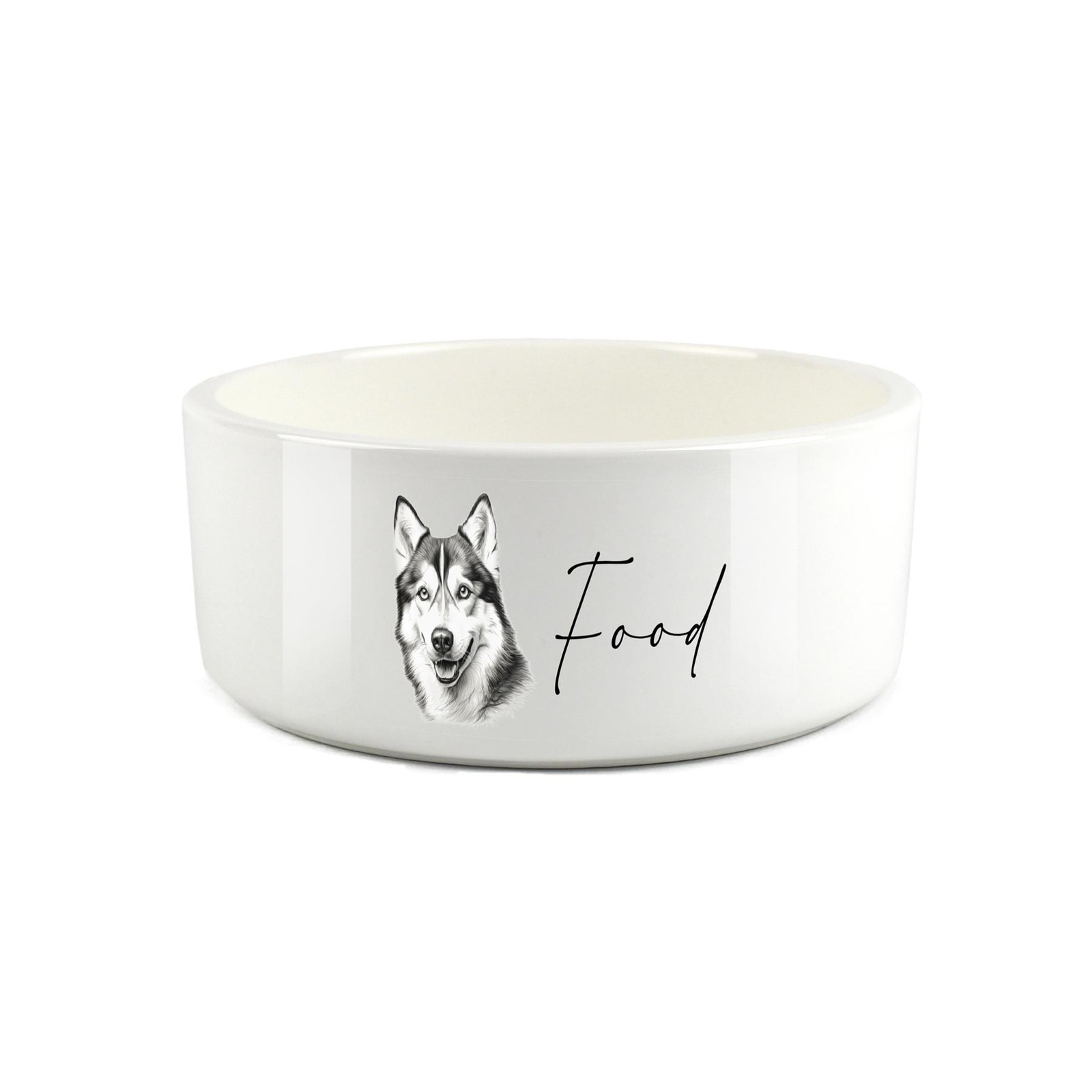 Husky Pet Food Bowl - Ceramic Sketch Dog Feeding Dish Gifts