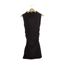 Quince Women Stretch Cotton Jersey Mock Neck Mini Dress Black S