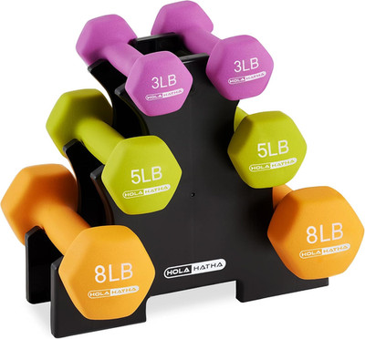 Holahatha Neoprene Dumbbell Weights Set W/Rack, Home Gym Equipment - Portable We